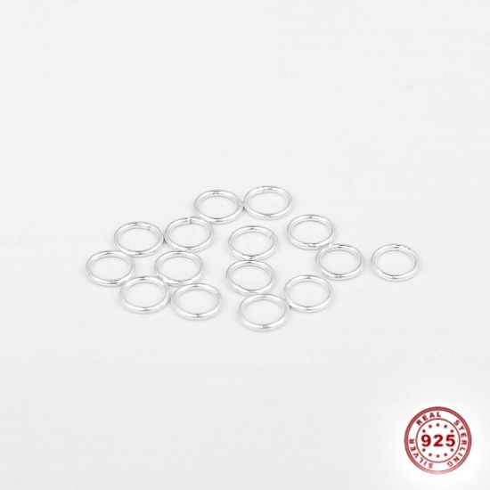 Picture of 0.9mm Sterling Silver Closed Soldered Jump Rings Findings Round Silver 7mm Dia., 1 Gram (Approx 7-8 PCs)