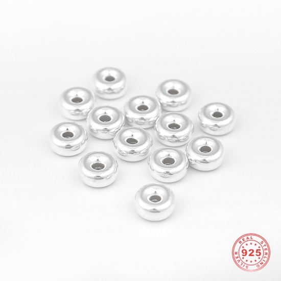 Picture of Sterling Silver Spacer Beads Round Silver About 7mm Dia., Hole:Approx 1.7mm, 1 Gram (Approx 2-3 PCs)