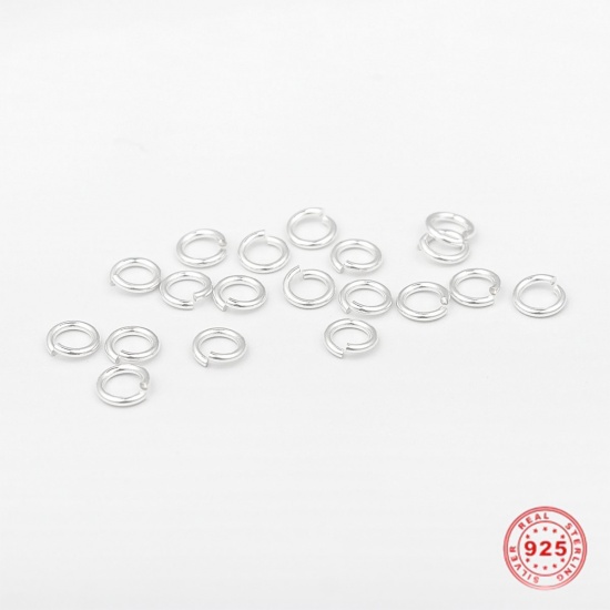 Picture of 1.2mm Sterling Silver Open Jump Rings Findings Round Silver 7mm Dia., 1 Gram (Approx 4-5 PCs)