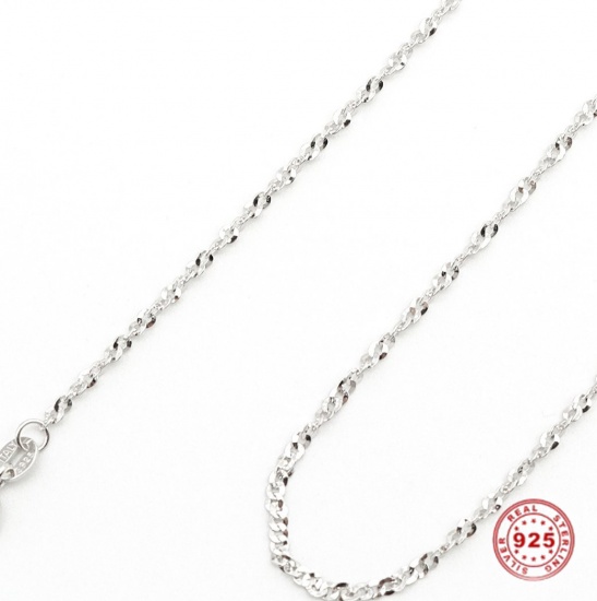 Bild von Sterling Silber Schmuckkette Kette Halskette Silbrig 45.7cm lang, 1 Strang
