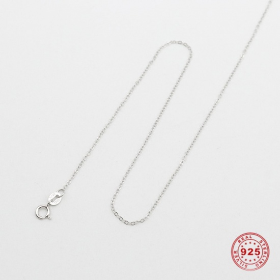 Picture of Sterling Silver Link Cable Chain Necklace Silver 45.7cm(18") long, 1 Piece
