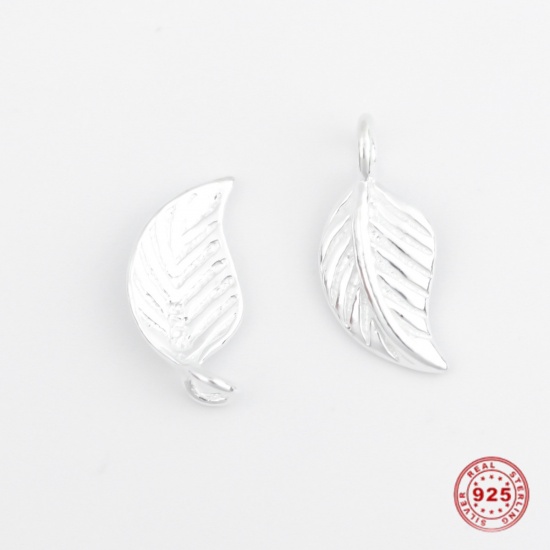 Picture of Sterling Silver Charms Silver Leaf 12mm x 5mm, 1 Gram (Approx 3-4 PCs)