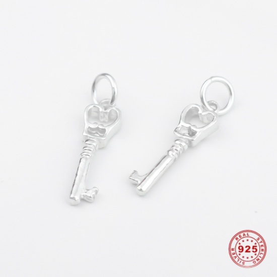 Picture of Sterling Silver Charms Silver Key W/ Jump Ring 21mm x 5mm, 1 Gram (Approx 1-2 PCs)
