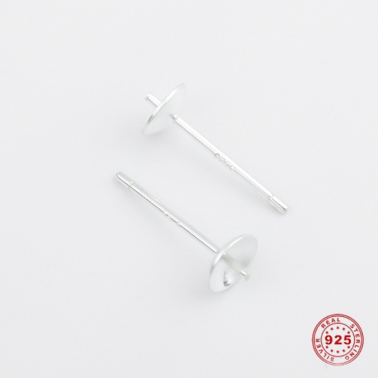 Bild von Sterling Silber Ohrring Einzelteil Zubehör Silbrig (für 8mm Perlen) 14mm x 5mm, Drahtstärke: (21 gauge), 1 Gramm (ca. 6-8 Stück)