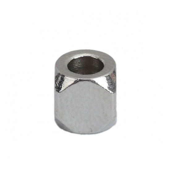 Immagine di 304 Acciaio Inossidabile Perline Quadrato Tono Argento 6mm x 6mm, Buco: Circa 3.2mm, 30 Pz