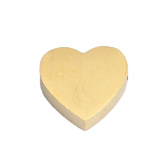 Immagine di 304 Acciaio Inossidabile Perline Cuore Oro Placcato 12mm x 11mm, Buco: Circa 1.8mm, 2 Pz
