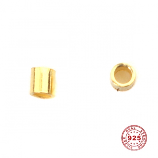 Picture of Sterling Silver Spacer Beads Tube Gold Plated 1.5mm x 1.5mm, Hole:Approx 1mm, 50 PCs