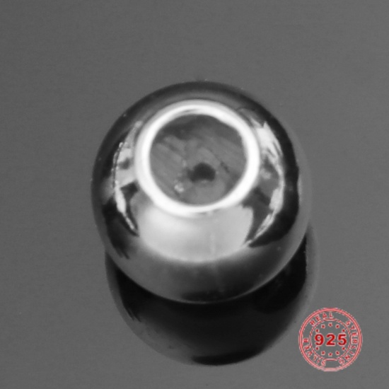 Picture of Sterling Silver Spacer Beads Round Platinum Plated About 5mm Dia., Hole:Approx 2mm, 2 PCs