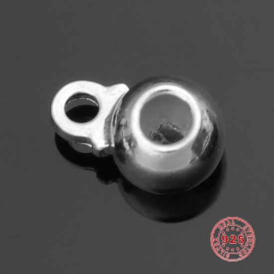 Picture of Sterling Silver Spacer Beads Round Silver 5mm x 3mm, Hole:Approx 1.2mm - 1mm, 2 PCs