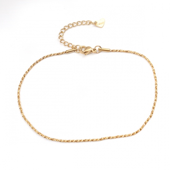Picture of 304 Stainless Steel Anklet Gold Plated 23.5cm(9 2/8") long, 1 Piece