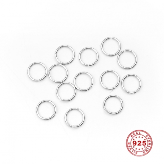 Picture of 0.5mm Sterling Silver Open Jump Rings Findings Round Platinum Plated 5mm Dia., 30 PCs