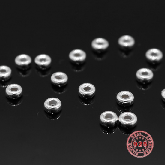Picture of Sterling Silver Spacer Beads Wheel Silver About 3mm Dia., Hole:Approx 1.2mm, 20 PCs