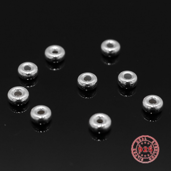 Picture of Sterling Silver Spacer Beads Wheel Silver About 4mm Dia., Hole:Approx 1.5mm, 10 PCs