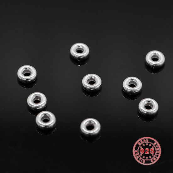 Picture of Sterling Silver Spacer Beads Wheel Silver About 5mm Dia., Hole:Approx 1.8mm, 10 PCs