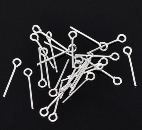 Bild von Versilbert Nietstifte Kettelstifte mit Öse 18x0.7mm.Verkauft eine Packung mit 800
