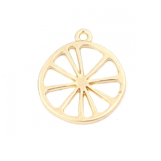 Picture of Zinc Based Alloy Charms Orange Fruit Gold Plated Hollow 27mm x 24mm, 10 PCs