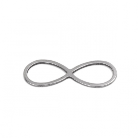Picture of 304 Stainless Steel Frame Connectors Infinity Symbol Silver Tone Hollow 26mm x 9mm, 20 PCs