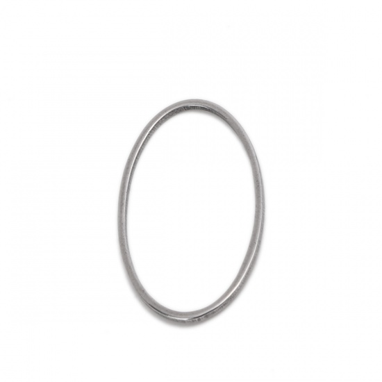 Picture of 304 Stainless Steel Frame Connectors Oval Silver Tone Hollow 26mm x 14mm, 20 PCs