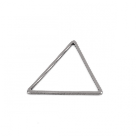 Picture of 304 Stainless Steel Frame Connectors Triangle Silver Tone Hollow 23mm x 20mm, 20 PCs