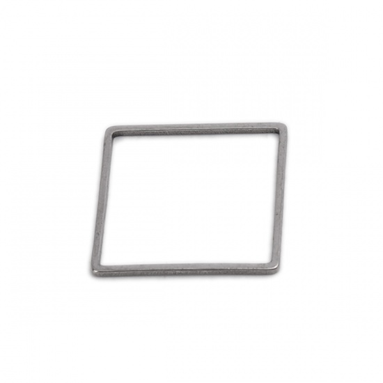 Picture of 304 Stainless Steel Frame Connectors Square Silver Tone Hollow 20mm x 20mm, 20 PCs
