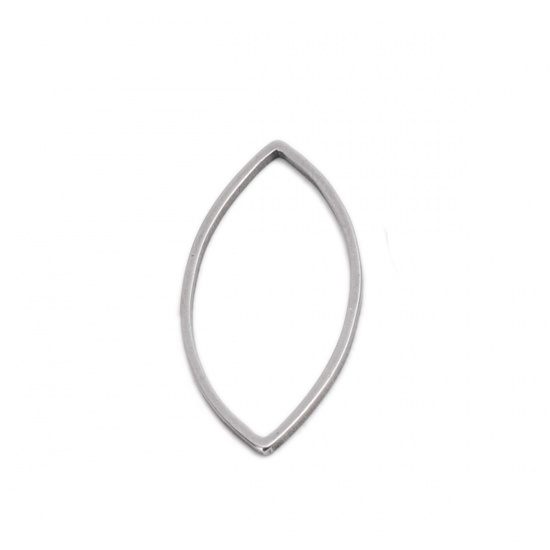 Picture of 304 Stainless Steel Frame Connectors Oval Silver Tone Hollow 27mm x 13mm, 20 PCs