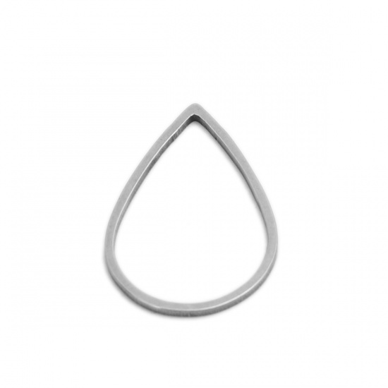 Picture of 304 Stainless Steel Frame Connectors Drop Silver Tone Hollow 21mm x 14mm, 20 PCs