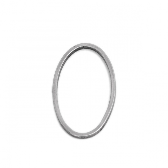 Picture of 304 Stainless Steel Frame Connectors Oval Silver Tone Hollow 21mm x 12mm, 20 PCs