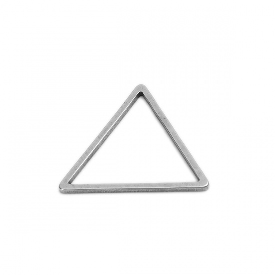 Picture of 304 Stainless Steel Frame Connectors Triangle Silver Tone Hollow 18mm x 16mm, 20 PCs