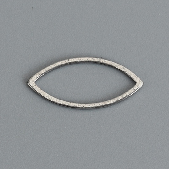 Picture of 304 Stainless Steel Frame Connectors Marquise Silver Tone Hollow 17mm x 8mm, 20 PCs