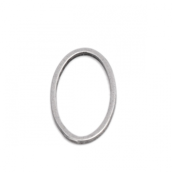 Picture of 304 Stainless Steel Frame Connectors Oval Silver Tone Hollow 16mm x 9mm, 20 PCs
