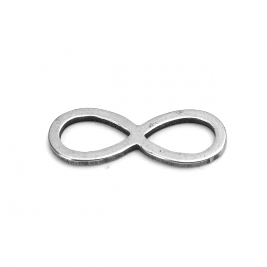 Picture of 304 Stainless Steel Frame Connectors Infinity Symbol Silver Tone Hollow 16mm x 6mm, 20 PCs