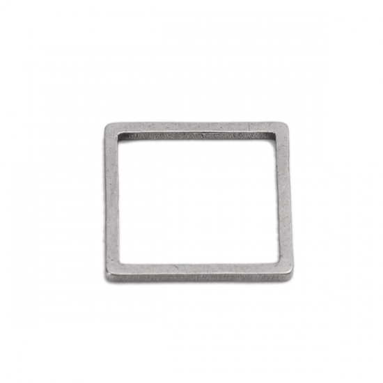 Picture of 304 Stainless Steel Frame Connectors Square Silver Tone Hollow 12mm x 12mm, 20 PCs