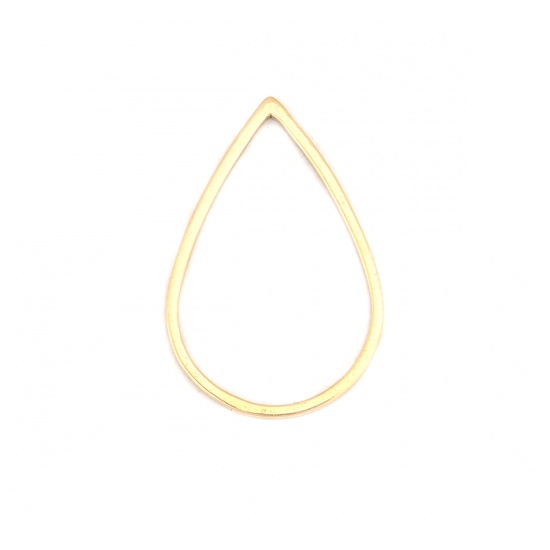 Picture of 304 Stainless Steel Frame Connectors Drop Gold Plated Hollow 21mm x 14mm, 10 PCs