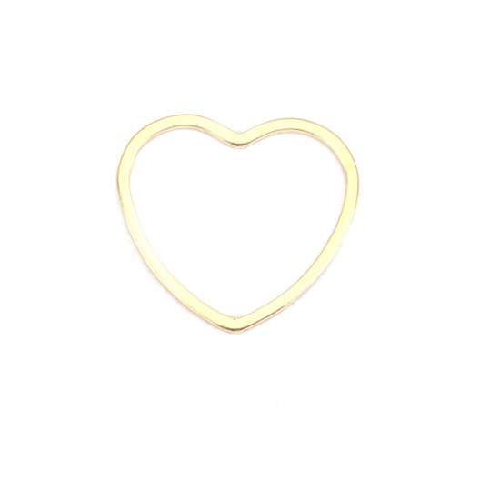 Picture of 304 Stainless Steel Frame Connectors Heart Gold Plated Hollow 16mm x 15mm, 10 PCs