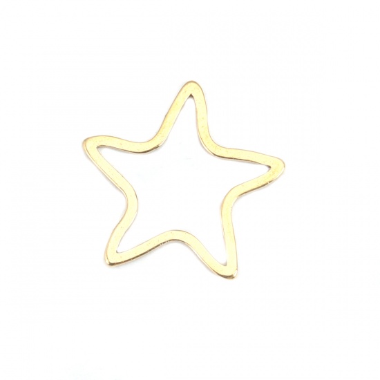 Picture of 304 Stainless Steel Frame Connectors Pentagram Star Gold Plated Hollow 17mm x 16mm, 10 PCs