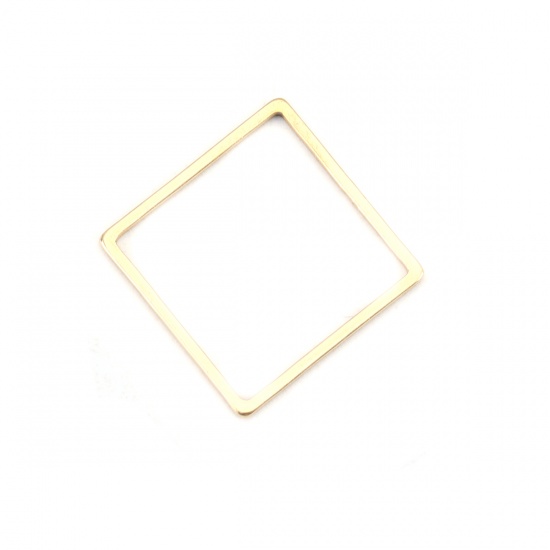 Picture of 304 Stainless Steel Frame Connectors Square Gold Plated Hollow 16mm x 16mm, 10 PCs