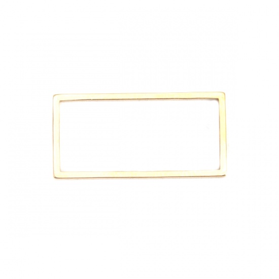Picture of 304 Stainless Steel Frame Connectors Rectangle Gold Plated Hollow 21mm x 10mm, 10 PCs