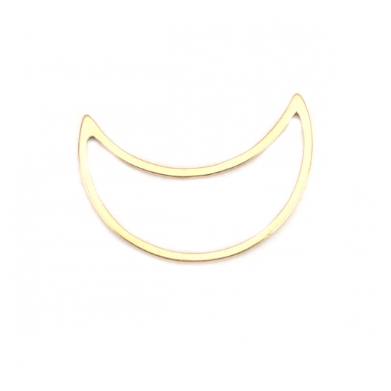 Picture of 304 Stainless Steel Frame Connectors Half Moon Gold Plated Hollow 21mm x 14mm, 10 PCs