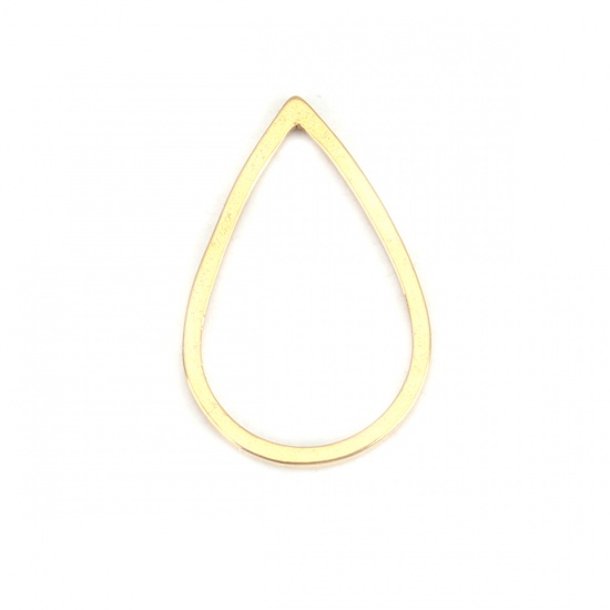 Picture of 304 Stainless Steel Frame Connectors Drop Gold Plated Hollow 16mm x 11mm, 10 PCs