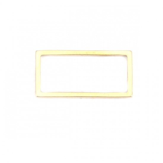 Picture of 304 Stainless Steel Frame Connectors Rectangle Gold Plated Hollow 16mm x 8mm, 10 PCs