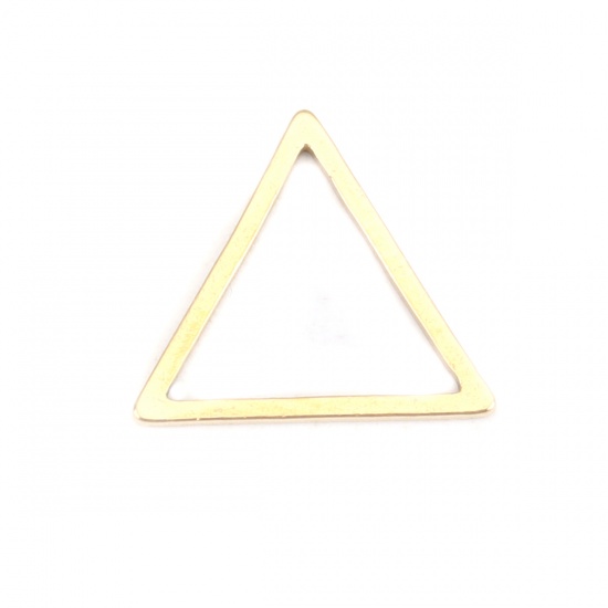 Picture of 304 Stainless Steel Frame Connectors Triangle Gold Plated Hollow 14mm x 12mm, 10 PCs