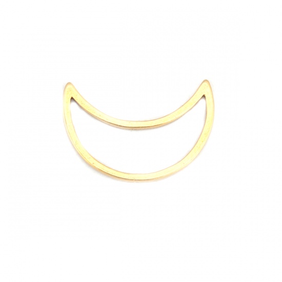 Picture of 304 Stainless Steel Frame Connectors Half Moon Gold Plated Hollow 16mm x 11mm, 10 PCs