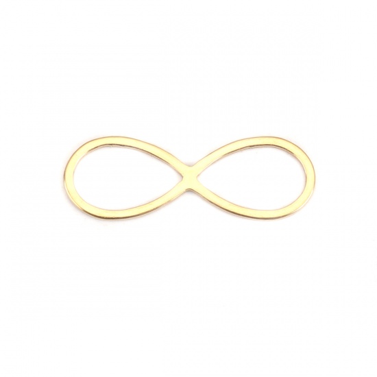 Picture of 304 Stainless Steel Frame Connectors Infinity Symbol Gold Plated Hollow 26mm x 9mm, 10 PCs