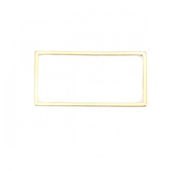 Picture of 304 Stainless Steel Frame Connectors Rectangle Gold Plated Hollow 26mm x 13mm, 10 PCs