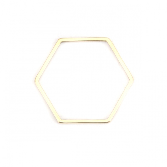 Picture of 304 Stainless Steel Frame Connectors Hexagon Gold Plated Hollow 23mm x 20mm, 10 PCs