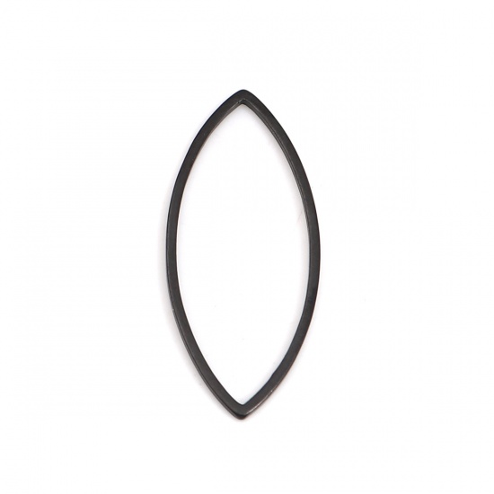Picture of 304 Stainless Steel Frame Connectors Marquise Black Hollow 27mm x 12mm, 10 PCs