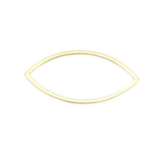 Picture of 304 Stainless Steel Frame Connectors Marquise Gold Plated Hollow 27mm x 13mm, 10 PCs