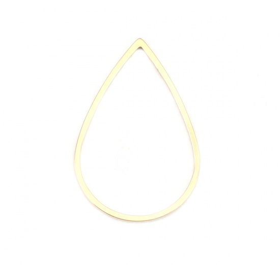 Picture of 304 Stainless Steel Frame Connectors Drop Gold Plated Hollow 26mm x 17mm, 10 PCs