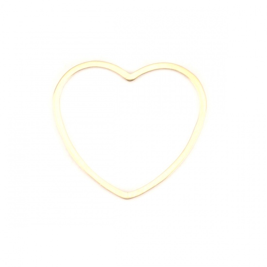Picture of 304 Stainless Steel Frame Connectors Heart Gold Plated Hollow 20mm x 18mm, 10 PCs