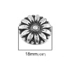 Bild von Zinklegierung Ösenknöpfe Chrysantheme Antiksilber 18mm D., 10 Stück